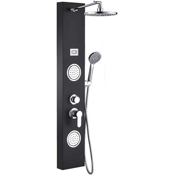 Unbranded Roxy 7.9 in. W 3 Jet Shower Tower in Black-Chrome 16GS-36255