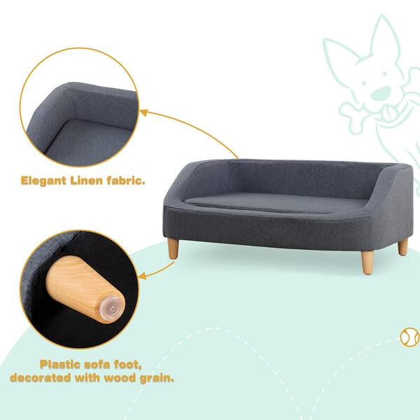 Gray Linen Pet Sofa Bed