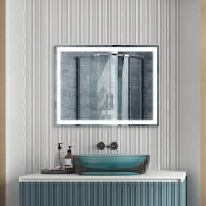 36 in. W x 28 in. H Rectangular Frameless LED Light with 3 Color and Anti-Fog Wall Mounted Bathroom Vanity Mirror
