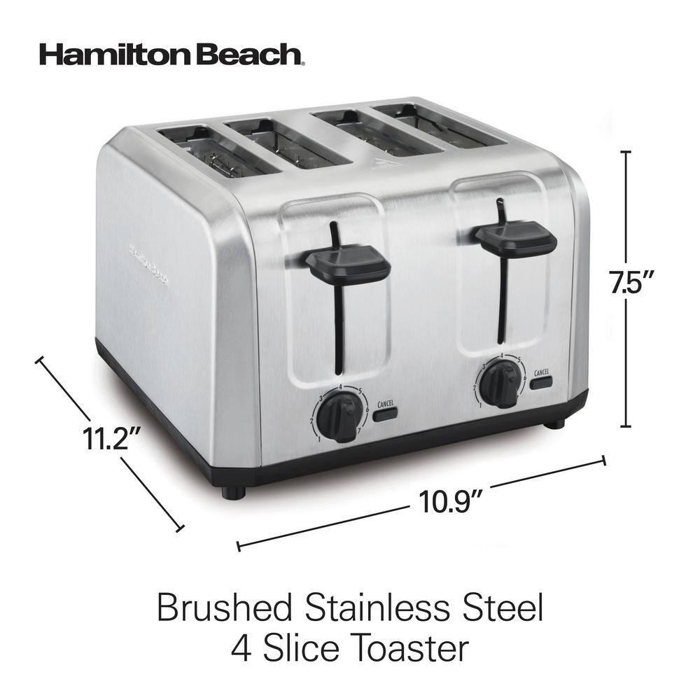 Hamilton Beach Brushed Stainless Steel 4-Slice Toaster with Wide Slots