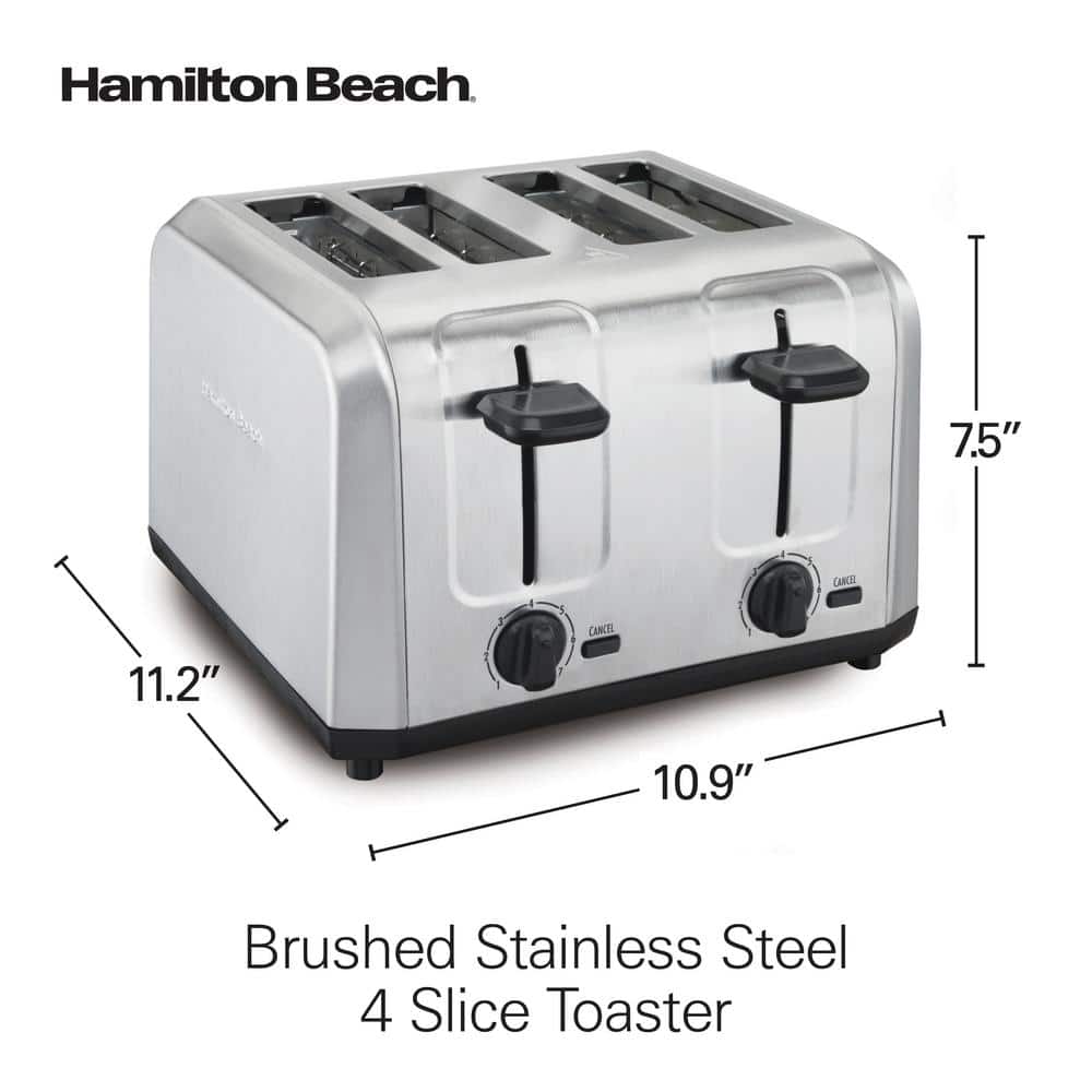 Hamilton Beach Brushed Stainless Steel 4-Slice Toaster with Wide Slots