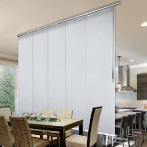 Aquamarine 58 in. - 110 in. W x 94 in. L Adjustable 5- Panel White Single Rail Panel Track with 23.5 in. Slates