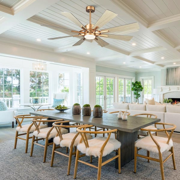 【aviso gold】PRAYING MANTIS 5'6 TINT Parrot Uncle 60 in. Windmill 8-Blade Integrated LED Gold Ceiling