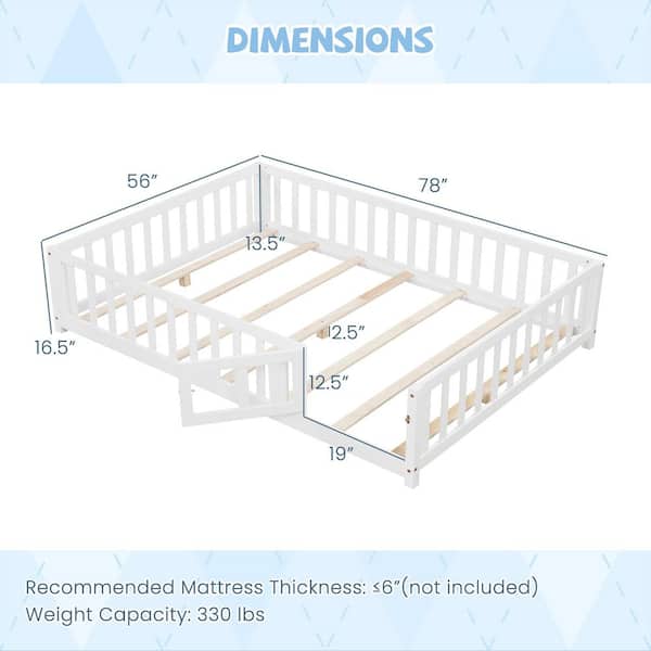 Gymax Full Size Floor Bed Montessori Bed Frame with Full-length