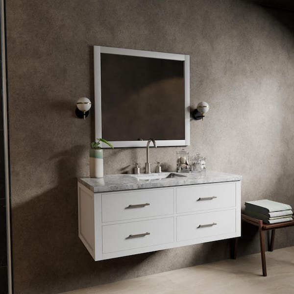Sherman 48 in. W x 22 in. D White Double Bath Vanity with Carrara Marble Top