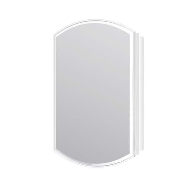 24 in. W x 36 in. H Arched Framed Single Door Aluminum Recessed/Surface Mount Medicine Cabinet with Mirror in White