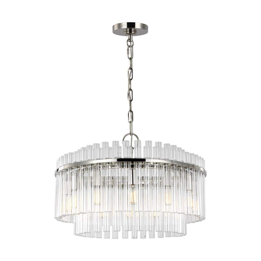 Beckett 12-Light Polished Nickel Drum Chandelier with Clear Glass