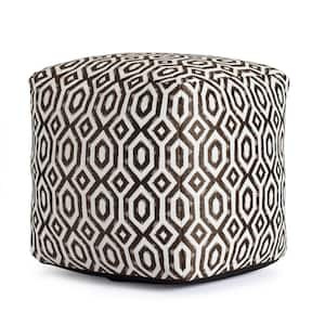 Zuma Brown 18 in. x 18 in. x 18 in. Brown and Ivory Pouf