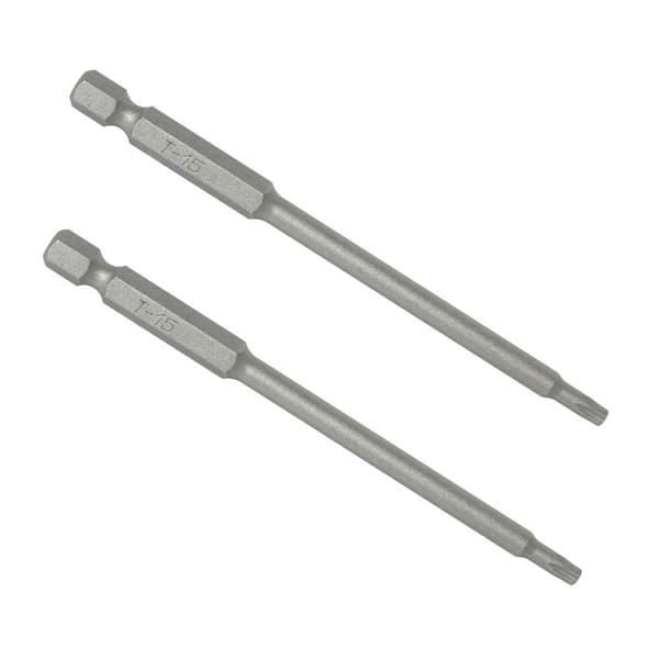 T15 Torx 4 in. Alloy Steel Zinc-Plated Driver Bit with Depth Stop for Edge Deck Screws (2-Pack)
