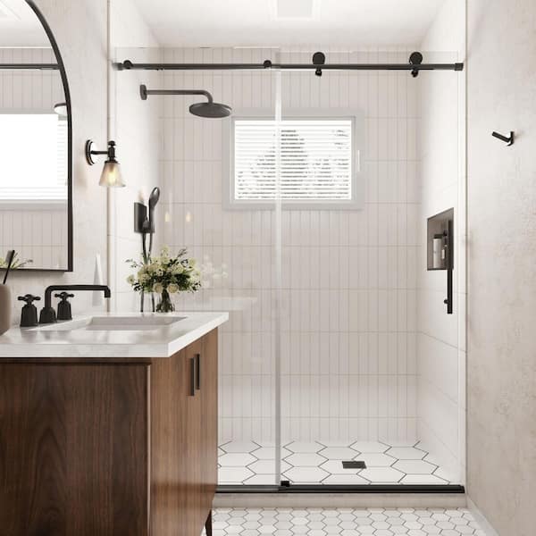 Zeafive Nie 56 to 60 in. W x 76 in. H Double Sliding Frameless