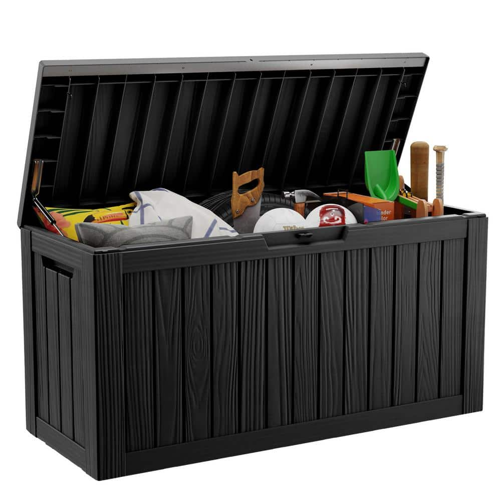 OUPES 80 Gal. Black Resin Outdoor Storage Deck Box OPS-80GB-BLK - The ...