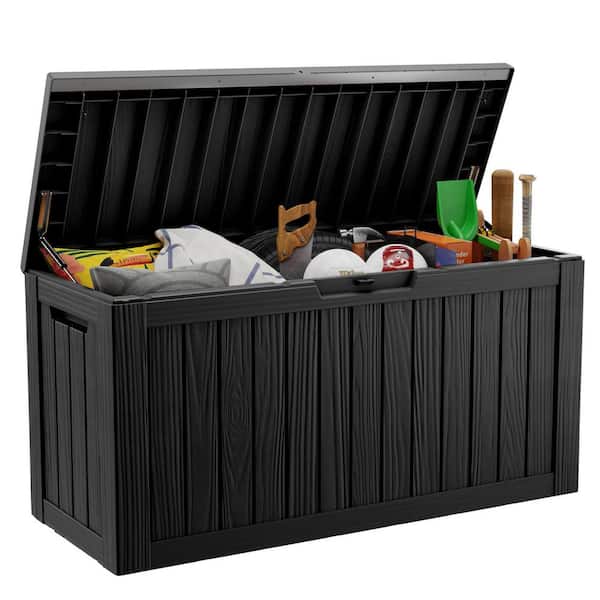 OUPES 80 Gal. Black Resin Outdoor Storage Deck Box