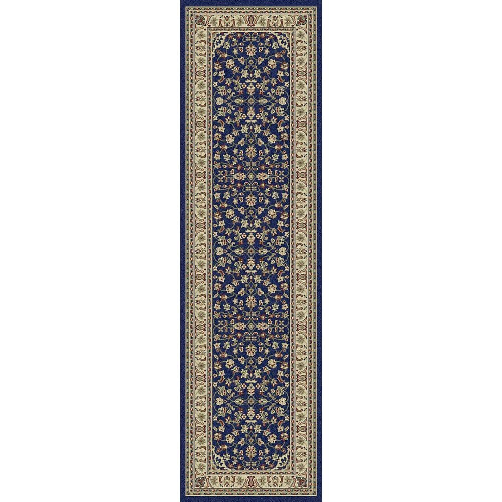 Castello Navy 2 ft. x 7 ft. Traditional Oriental Floral Area Rug