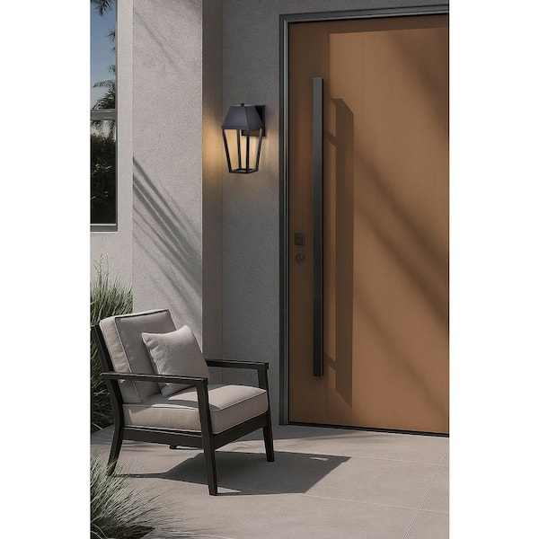 Colt 11.75 in. Matte Black Outdoor Hardwired Wall Lantern Sconce with Integrated LED