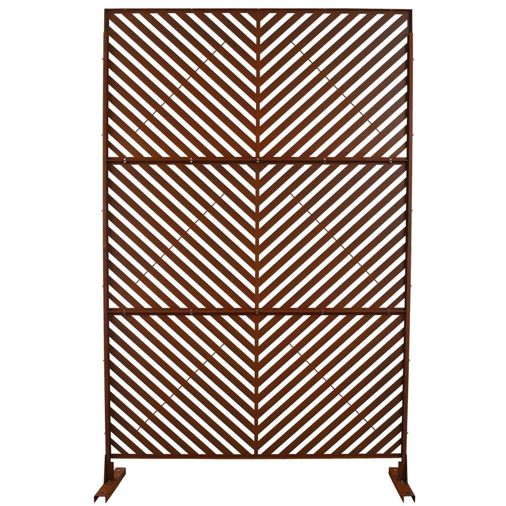 6.3 ft. x 4 ft. Rust Red Steel Freestanding Flat Flat Top Decorative Privacy Screen Metal Fence Panel price history on PriceWatchPro