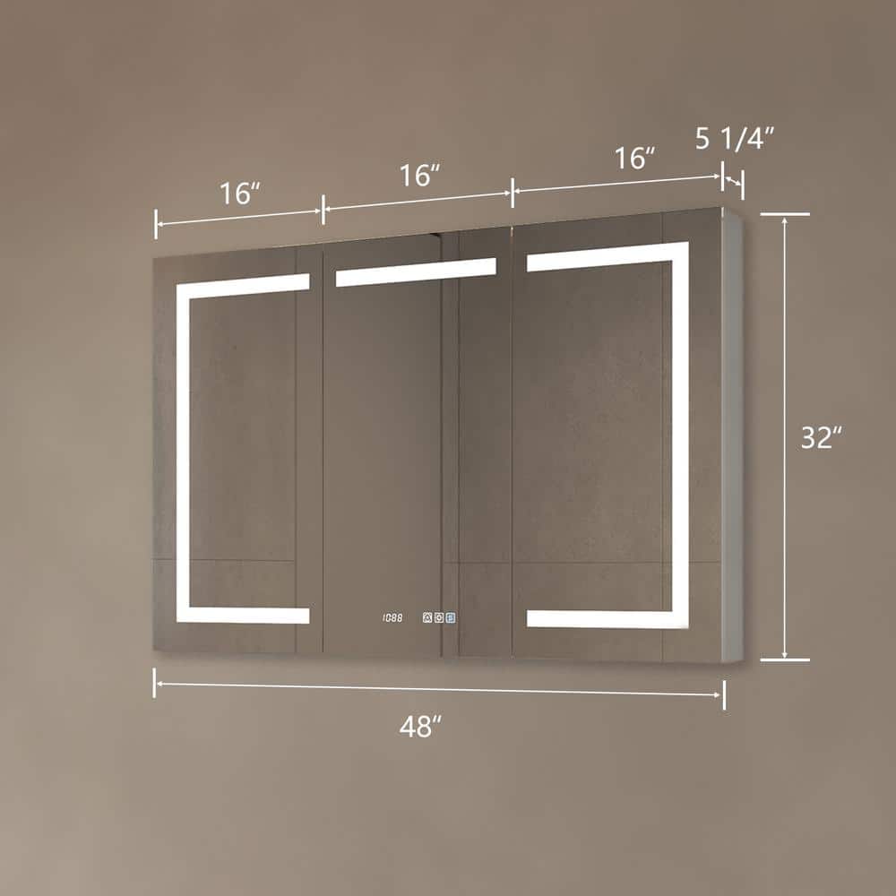 48'' x 32'' Silver Aluminum LED Medicine Cabinet with Mirror