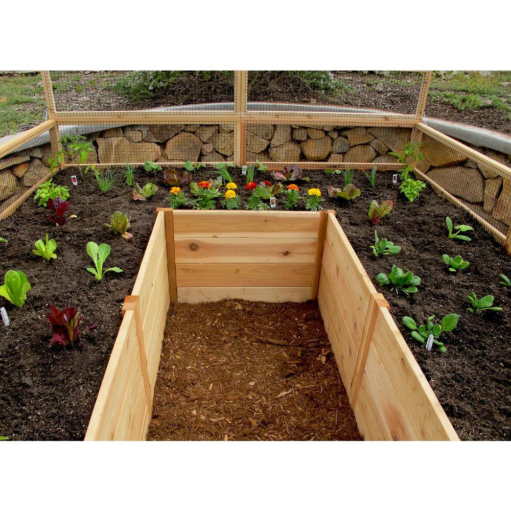 8 ft. x 8 ft. Cedar Raised Garden Bed with Mesh Fencing