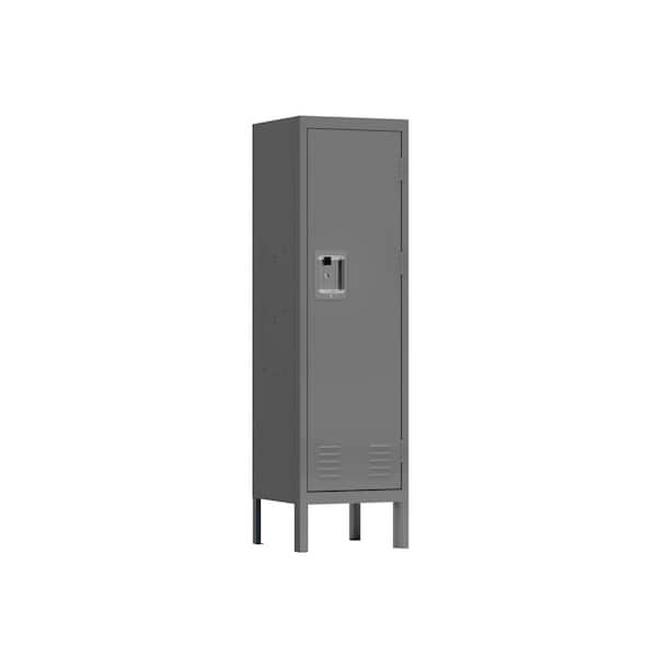 1-Door Tall Single Metal Safe, Retro Style Storage Cabinet, Industrial Furniture, Gray