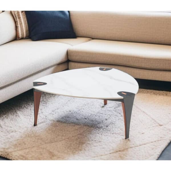 36.00 in. White Triangle Sintered Stone Coffee Table