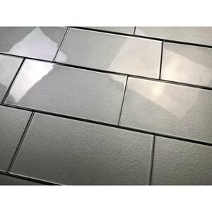 Metallics Light Gray Subway 3 in. x 6 in. Glossy Glass Decorative Wall Tile (16 sq. ft./Case)
