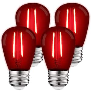 11-Watt Equivalent S14 Edison LED Red Light Bulb, 0.5-Watt, Outdoor String Light Bulb, UL, E26 Base, Wet Rated (4-Pack)