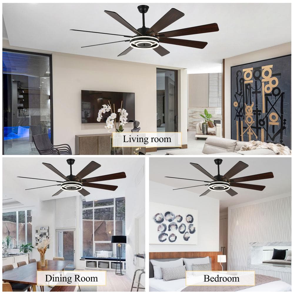 Belcarra 72-inch Black Plywood Ceiling Fan with LED Light and Remote