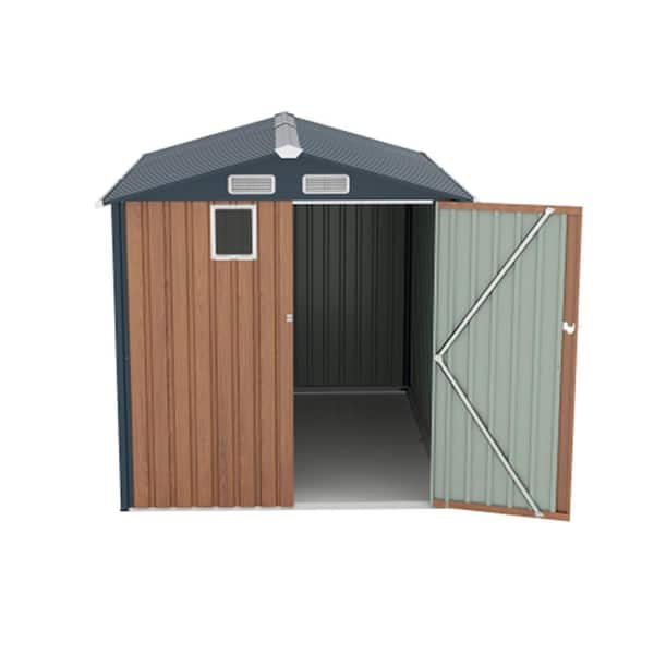 6 ft. W x 8 ft. D Metal Shed with Double Door Compact Metal Tool Shed with Clear Window, And Lockable Doors