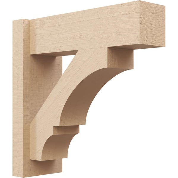 Ekena Millwork 6 in. x 18 in. x 18 in. Balboa Block Rough Cedar Woodgrain Timberthane Polyurethane Outlooker, Primed Tan
