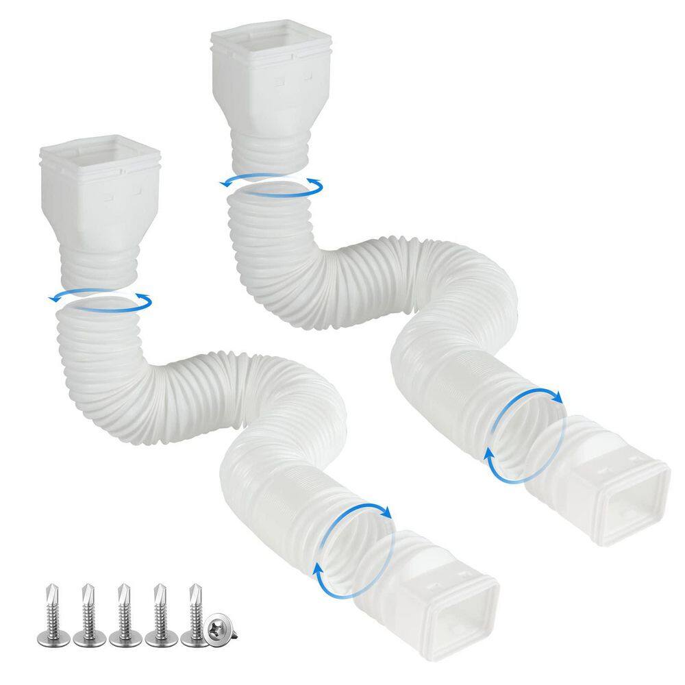 21 in. White Polypropylene Flexible Drain Downspout Extension, Extended to 