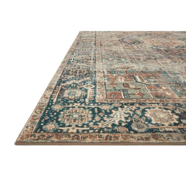 Margot Terracotta/Lagoon2 ft. 3 in. x 3 ft. 9 in. Bohemian Vintage Printed Plush Area Rug