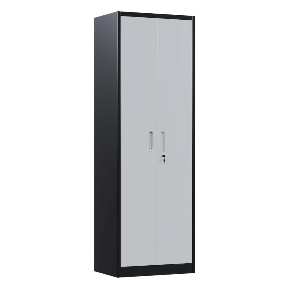 Black & Grey Color Block Industrial Lockable Metal Storage Cabinet, Thick Cold Rolled Steel Office Document Cabinet price history on PriceWatchPro