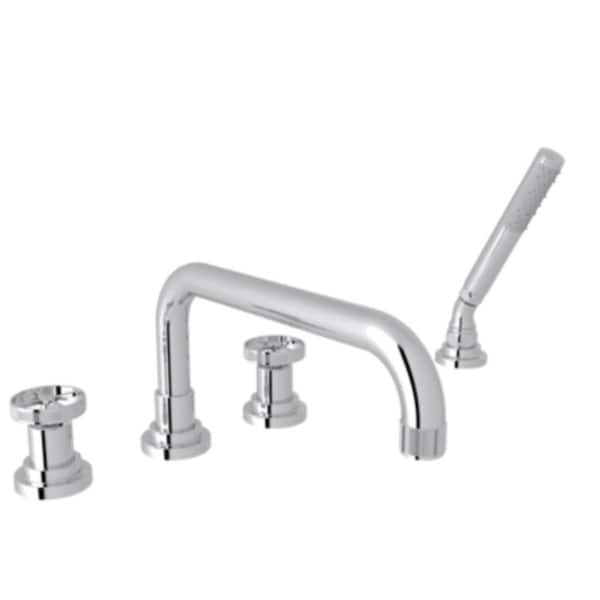 Campo 3-Handle Tub Deck Mount Roman Tub Faucet in Polished Chrome