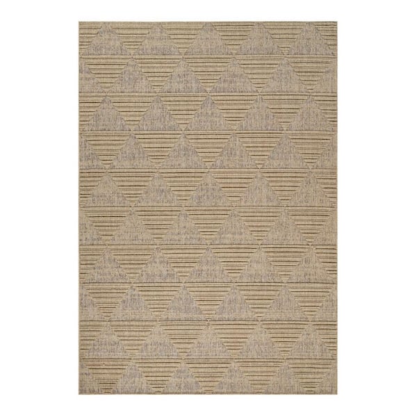 Beige, Brown 7 ft. x 10 ft. Woven Geometric Polypropylene Rectangle Indoor/Outdoor Area Rug