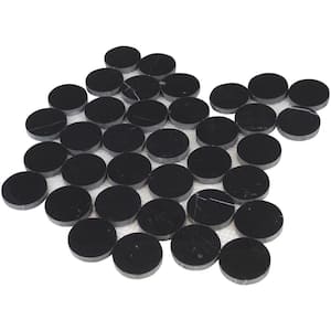 Large Black Sliced Polished 12 in. x 12 in. Marble Circle Mosaic Pebble Tile (5 sq. ft./Case)