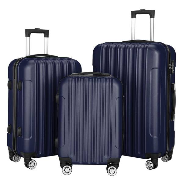 Karl home Nested Hardside Luggage Set in Navy Blue 3 Piece TSA Compliant 471637966746 The Home Depot