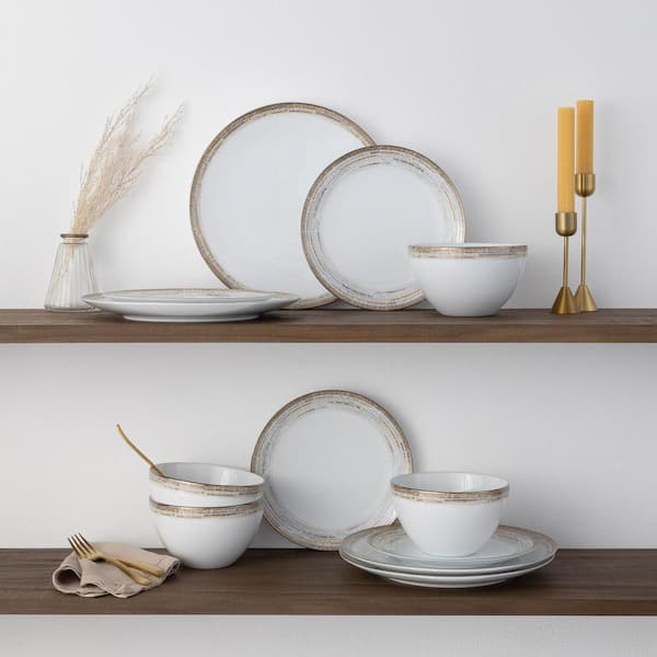 Noritake Raylan 12-Piece White Porcelain Dinnerware Set, Service