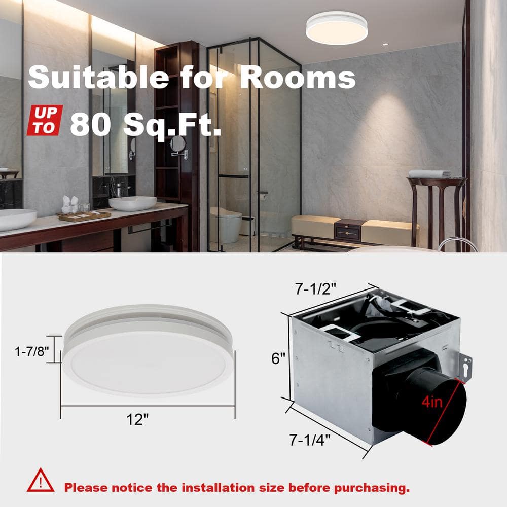 White Round LED Bathroom Exhaust Fan with Night Light