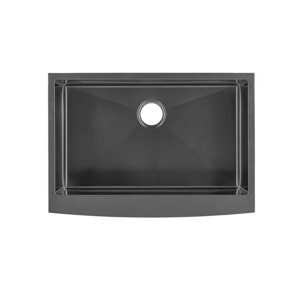 Rivage 30" Black Stainless Steel Farmhouse Kitchen Sink
