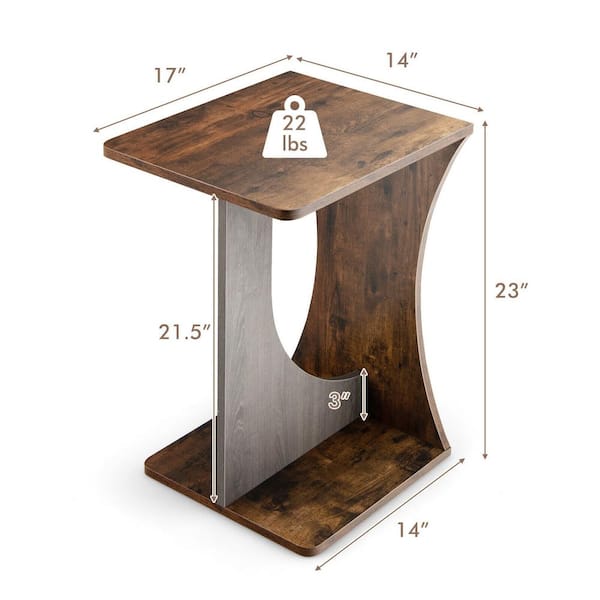 Simple Sofa Side Table - with Storage Space- Two Layer / Dark Brown -  CharmyDecor