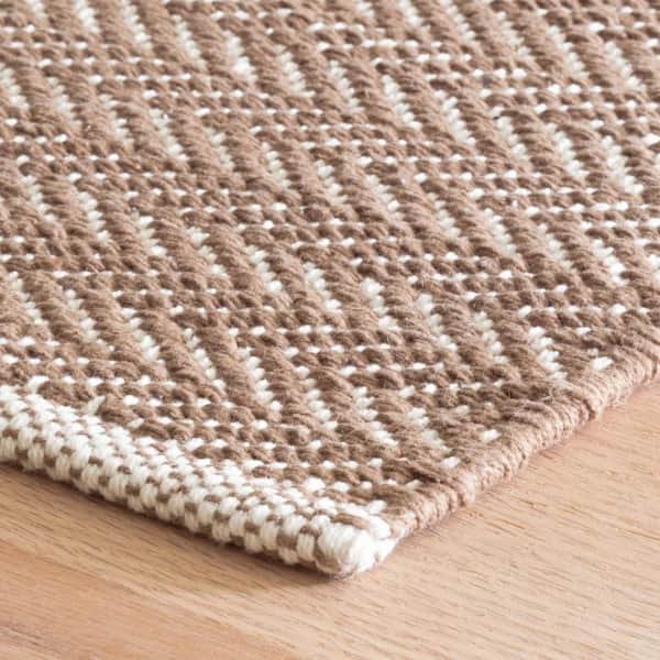 Herringbone Handwoven Cotton Stone 3 ft. x 12 ft. Indoor Runner Rug