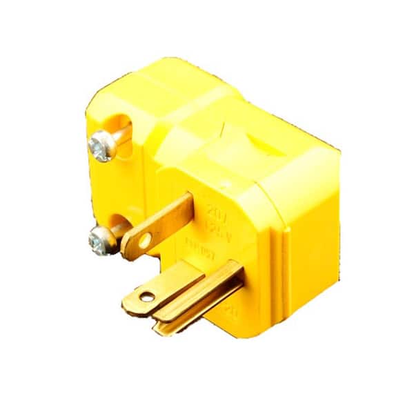Leviton 20 Amp 125-Volt Python Straight Blade Angle Grounding Plug, Yellow 5356-VA