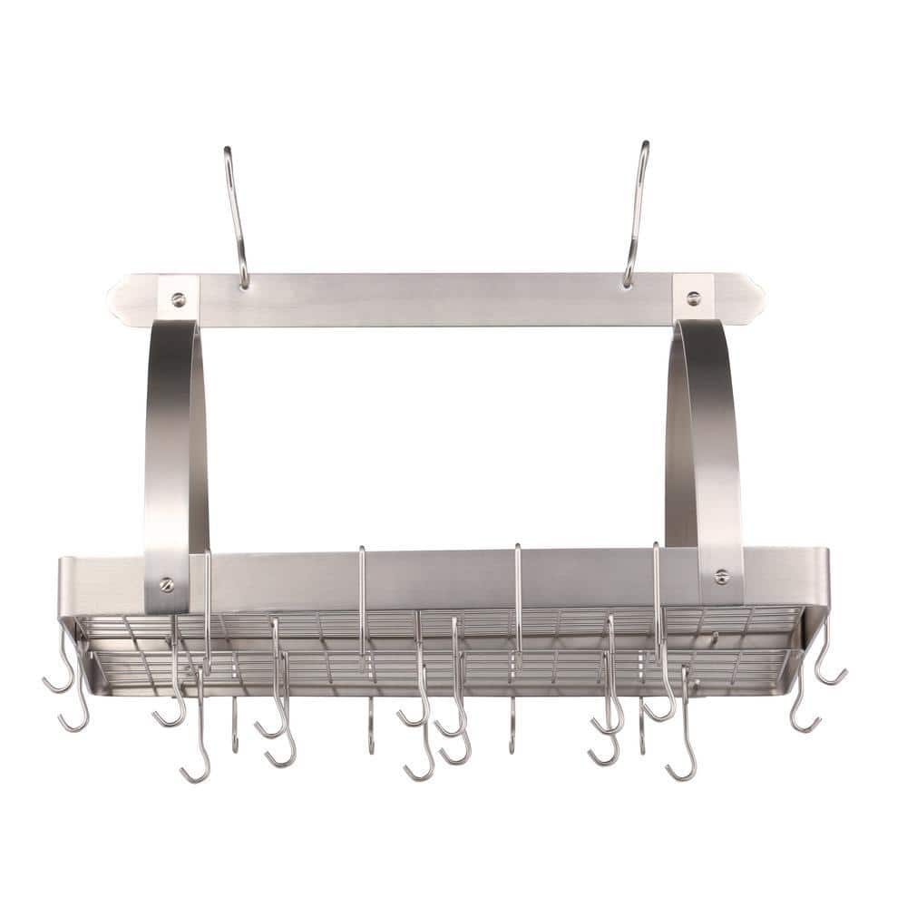 Baumatic Pot Rack Old Dutch 30 in. x 20.5 in. x 15.75 in. Satin Nickel Pot Rack with Grid ...