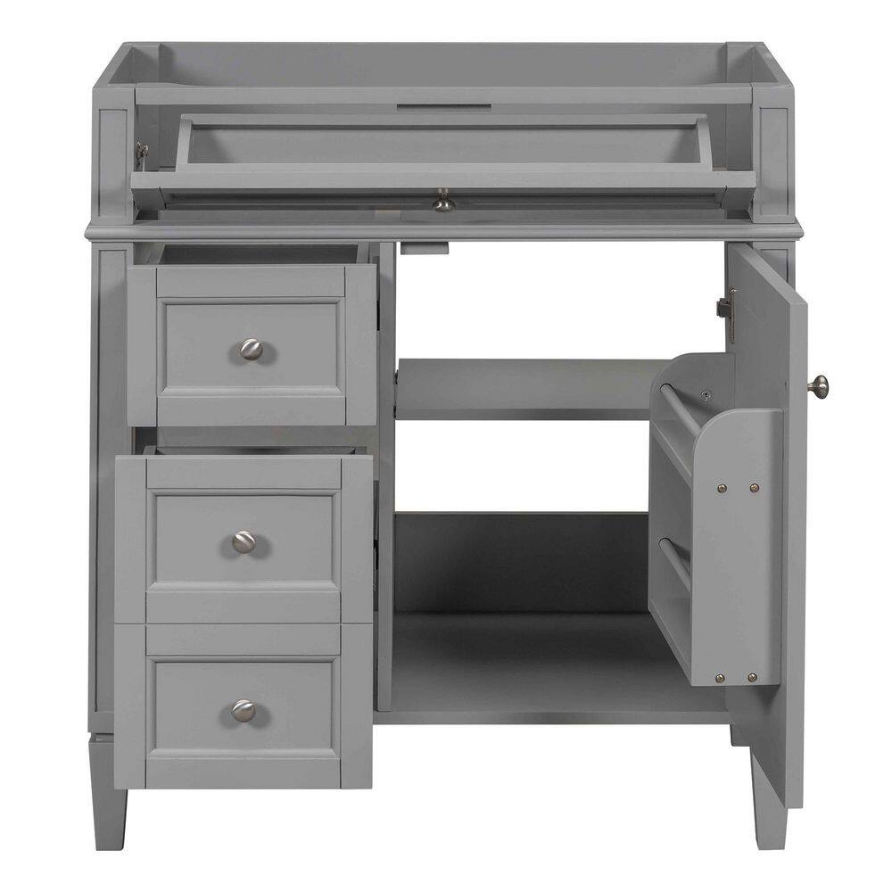 29.3 in. Bath Vanity Cabinet without Top Freestanding Storage Cabinet with 2 Drawers&a Tip-out Drawer in Gray(NO BASIN)
