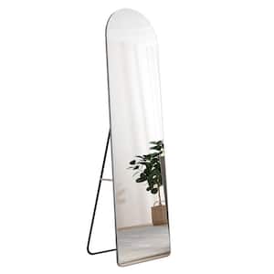 16.5 in. W x 59.8 in. H Rectangle Aluminum Framed Standing Full Length Mirror Wall-Mounted Arched Mirror in Silver