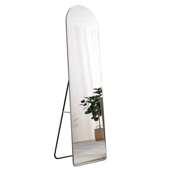 Unbranded 16.5 in. W x 59.8 in. H Rectangle Aluminum Framed Standing Full Length Mirror Wall-Mounted Arched Mirror in Silver
