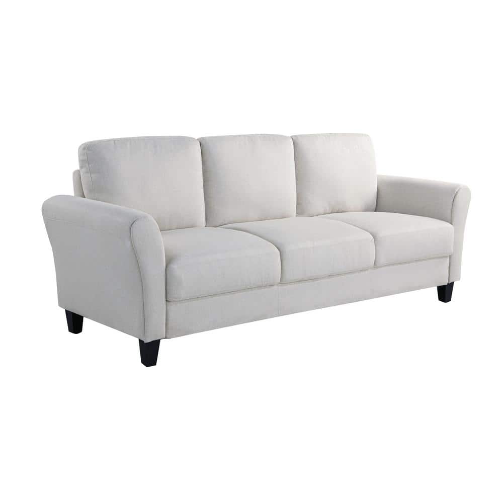 Alexa Oyster Fabric Sofa with Rolled Arms