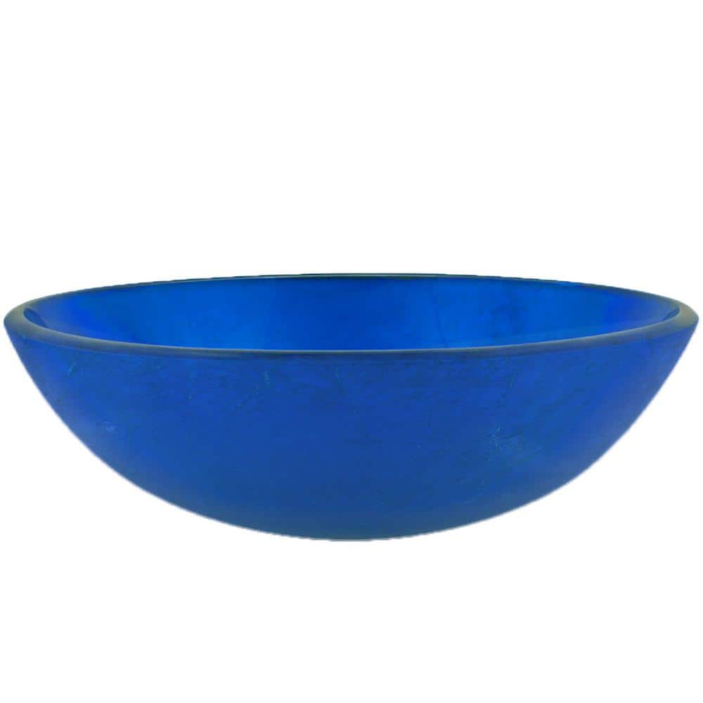 Verdazzurro 19'' Blue Glass Round Vessel Bathroom Sink