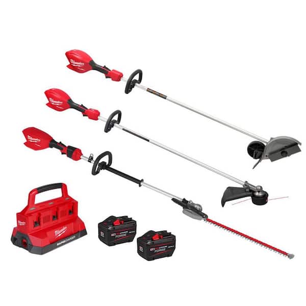 M18 FUEL 18V 8 in. Brushless Cordless Powered Edger w/ String Trimmer, Pole Hedge Trimmer, (2) 12.0 Ah Battery, Charger