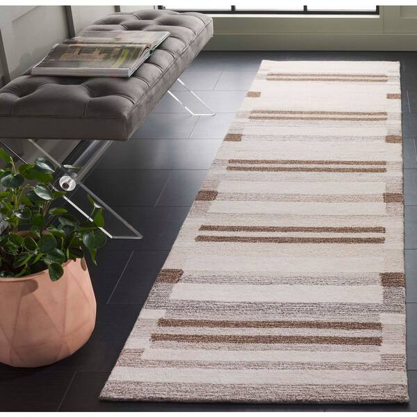 Ebony 2 ft. x 9 ft. Brown/Ivory Tribal Runner Rug
