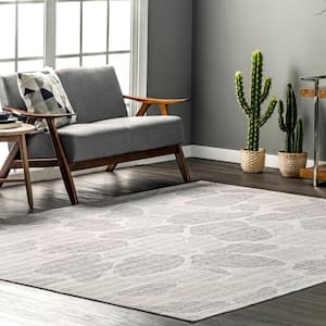 Gretta Abstract Stones Machine Washable Beige 4 ft. x 6 ft. Area Rug